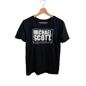 The Office Michael Scott Paper Company Black T-Shirt Graphic Tee Women's Size L